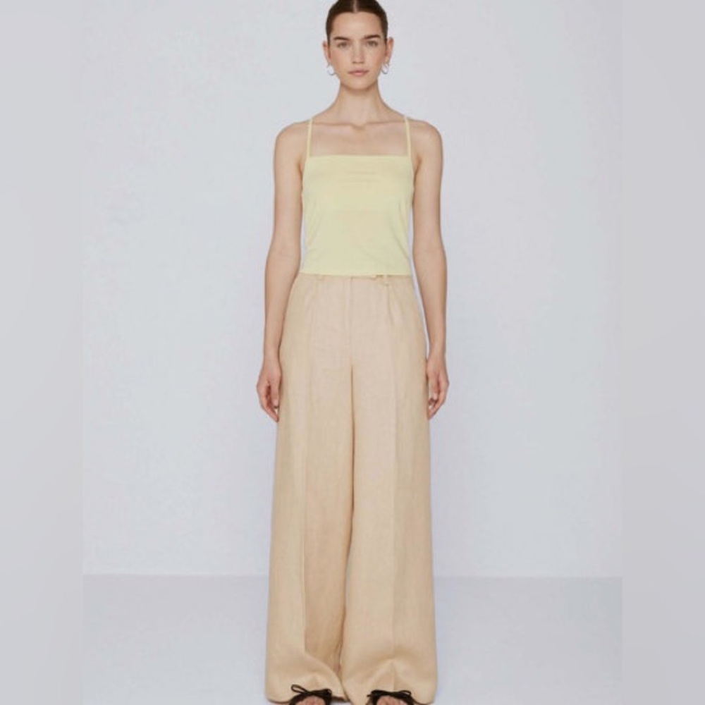 Remain Birger Christensen Beige Linen Wide Leg Trouser Size 6